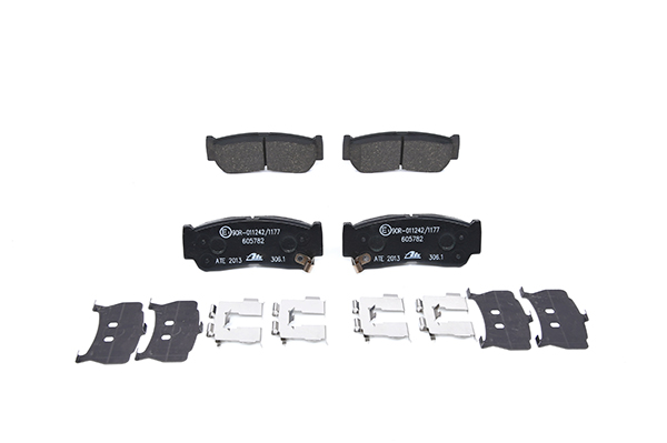 ATE 13.0460-5782.2 Brake pad set with acoustic wear warning, with anti-squeak plate, with accessories-image-955938