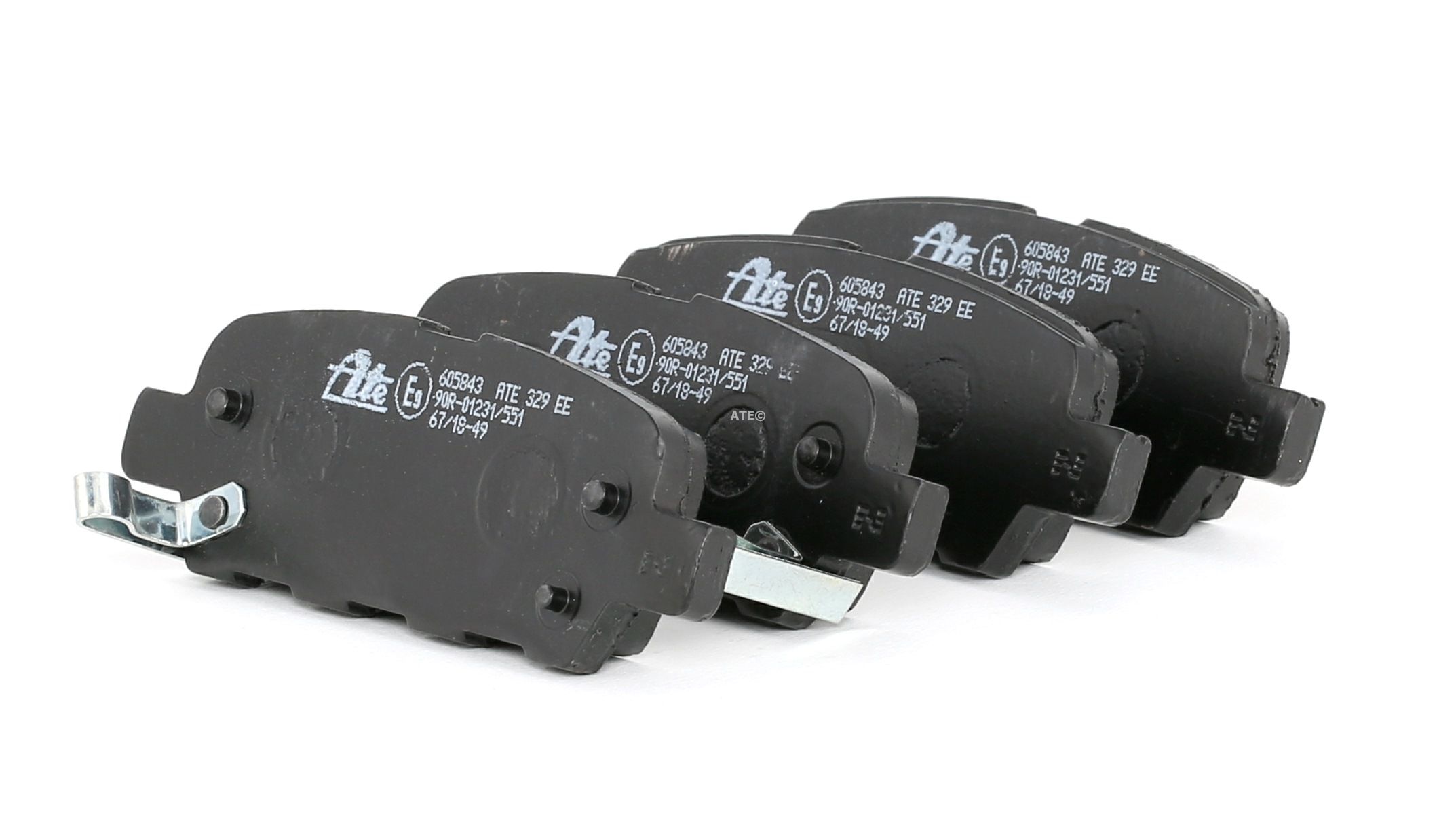 ATE 13.0460-5843.2 Brake pad set with acoustic wear warning, with anti-squeak plate-image-955992