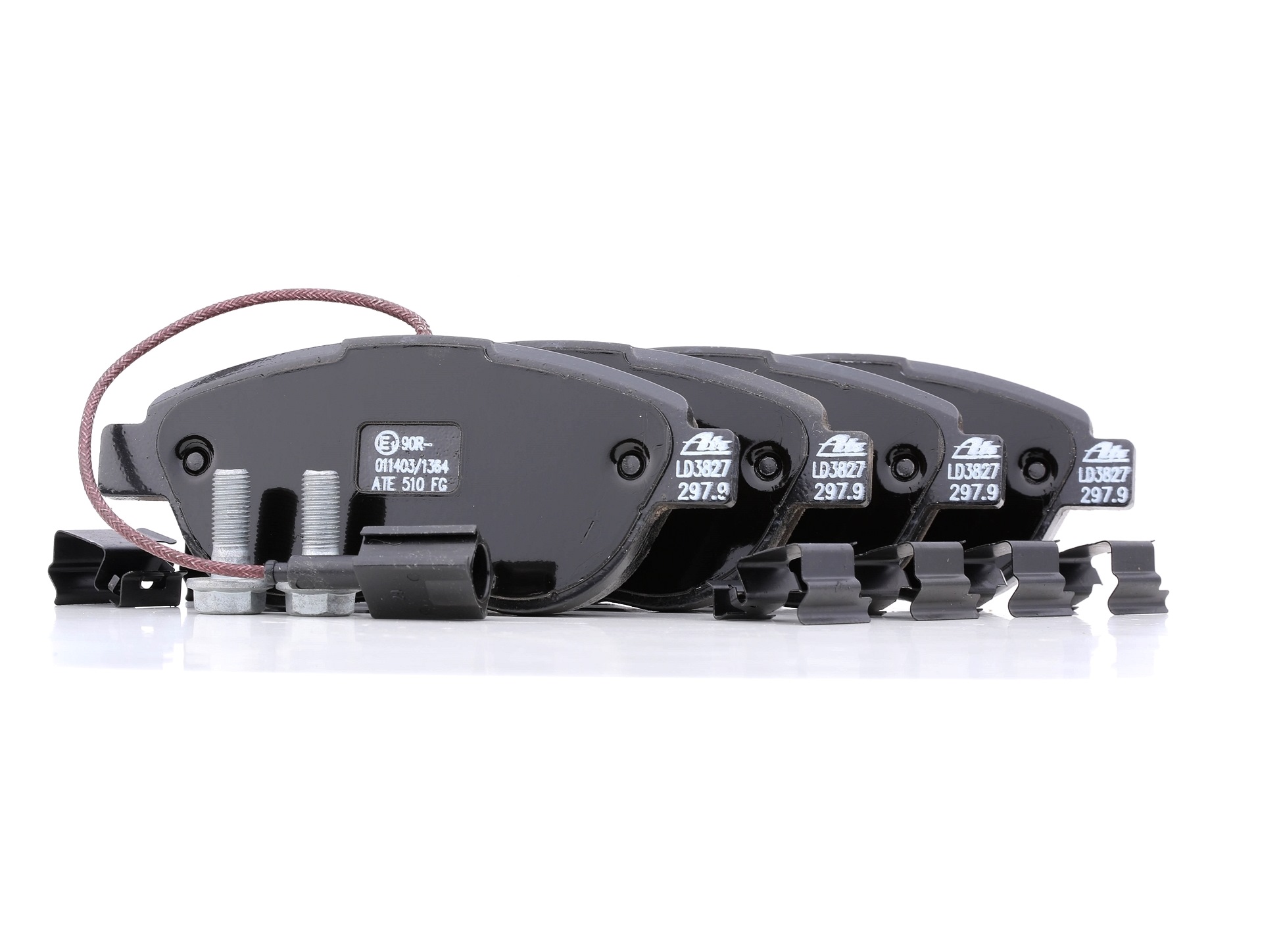 ATE 13.0470-3827.2 Brake pad set incl. wear warning contact, with brake caliper screws, with accessories-image-956417