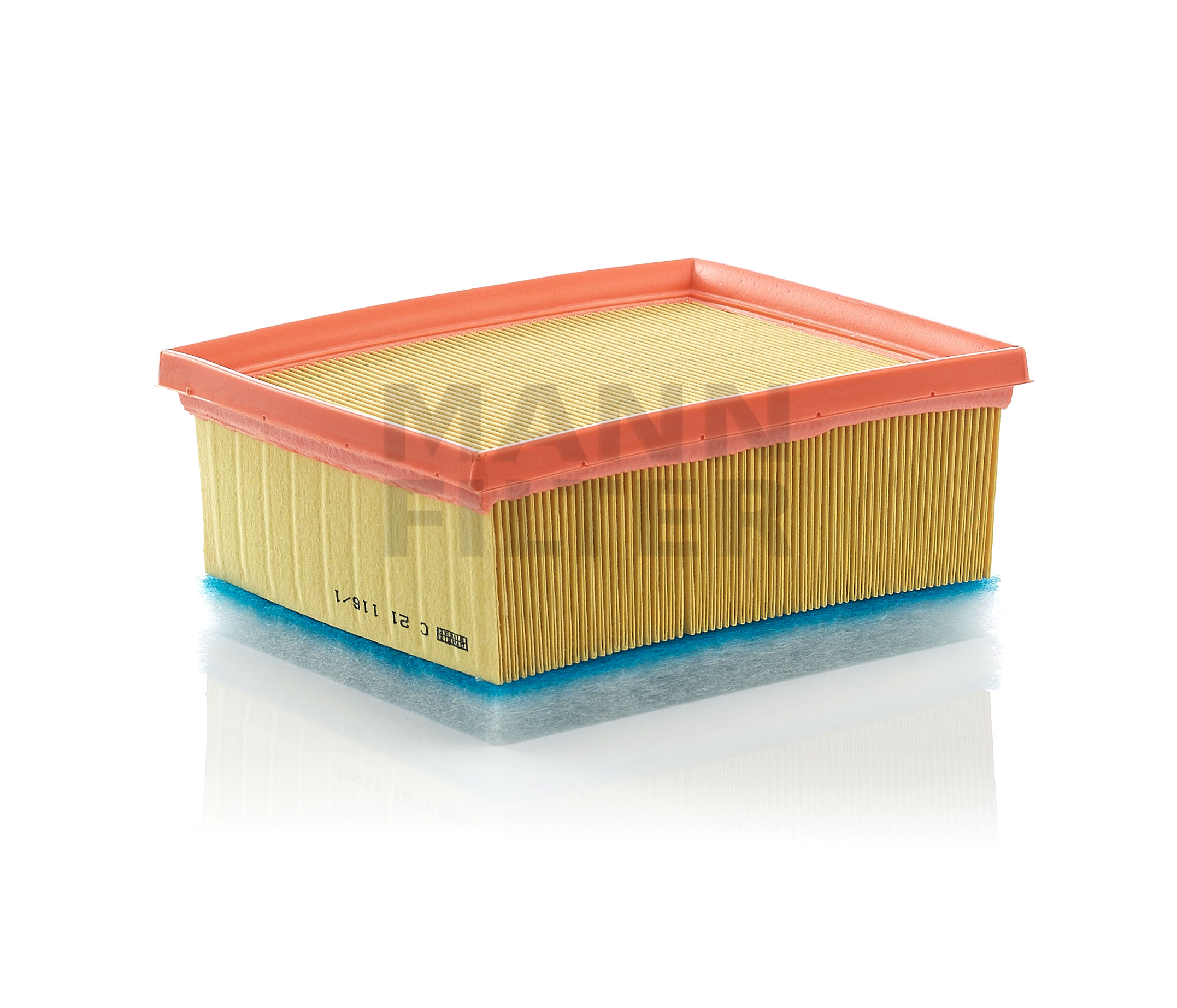 Side view of MANN-FILTER C 21 116/1 Air filter Filter Insert, with pre-filter