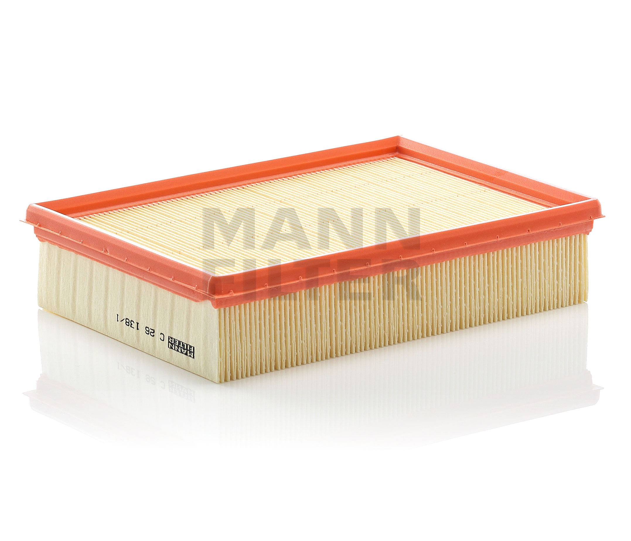 Side view of MANN-FILTER C 26 138/1 KIT Air filter Filter Insert, with auxiliary filter for crankcase ventilation
