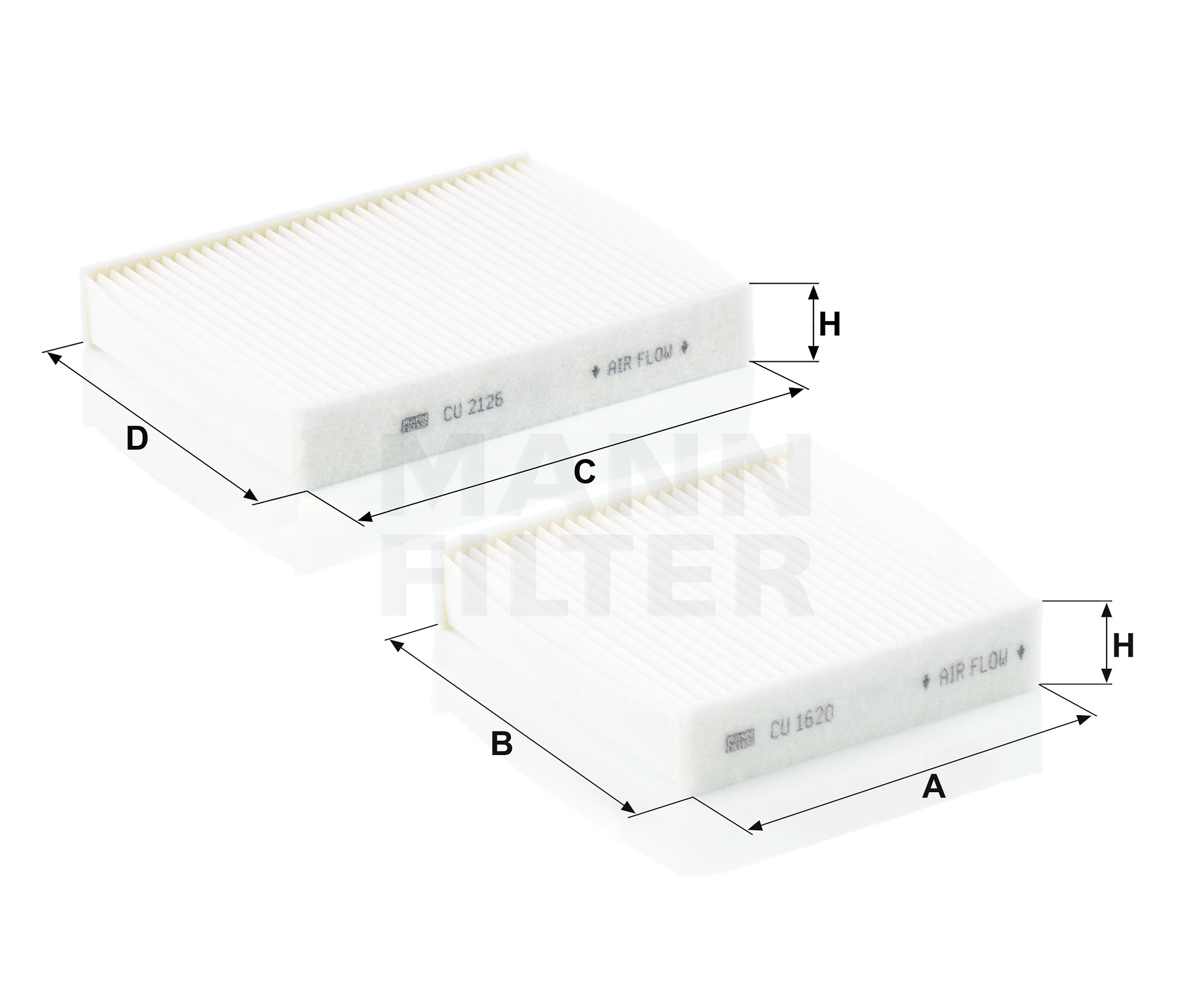 Side view of MANN-FILTER CU 21 000-2 Pollen filter Particulate Filter