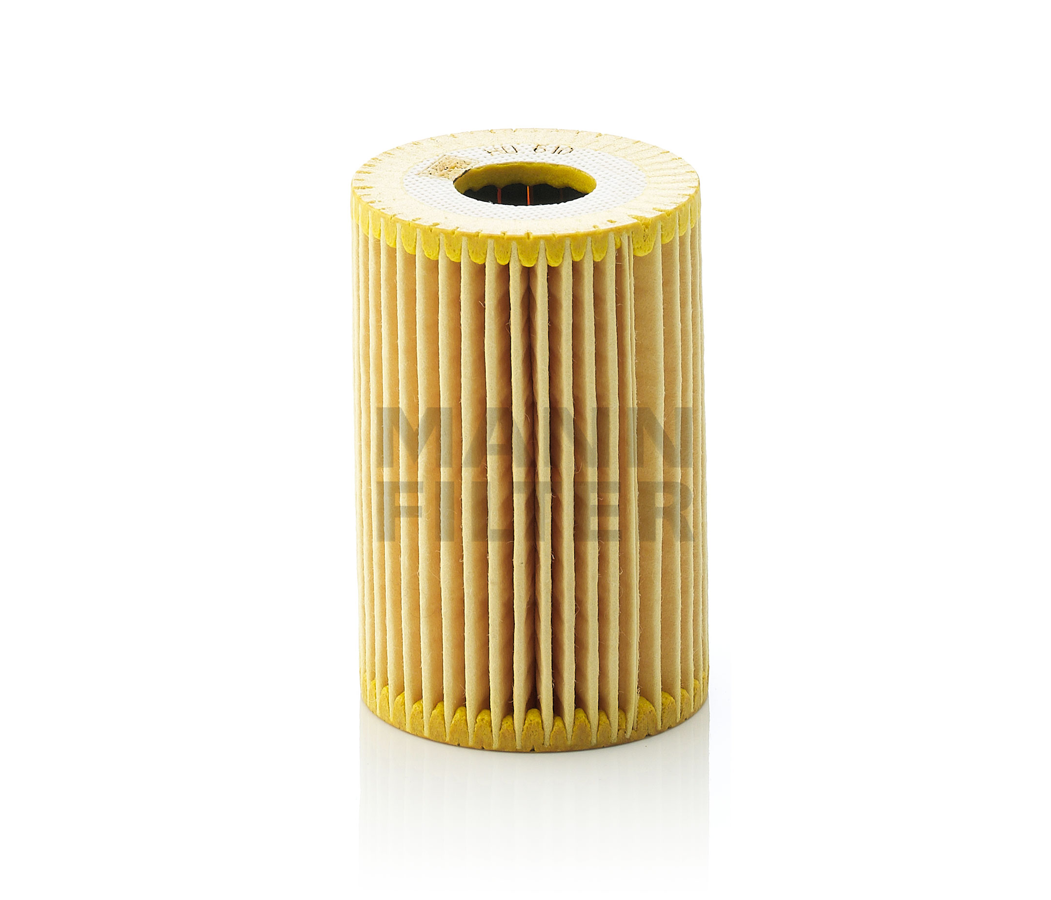 Side view of MANN-FILTER HU 610 x Oil filter Filter Insert, with gasket/seal
