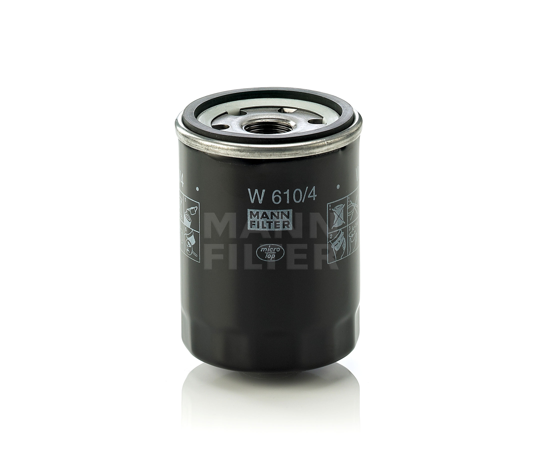 Side view of MANN-FILTER W 610/4 Oil filter Spin-on Filter, with one anti-return valve