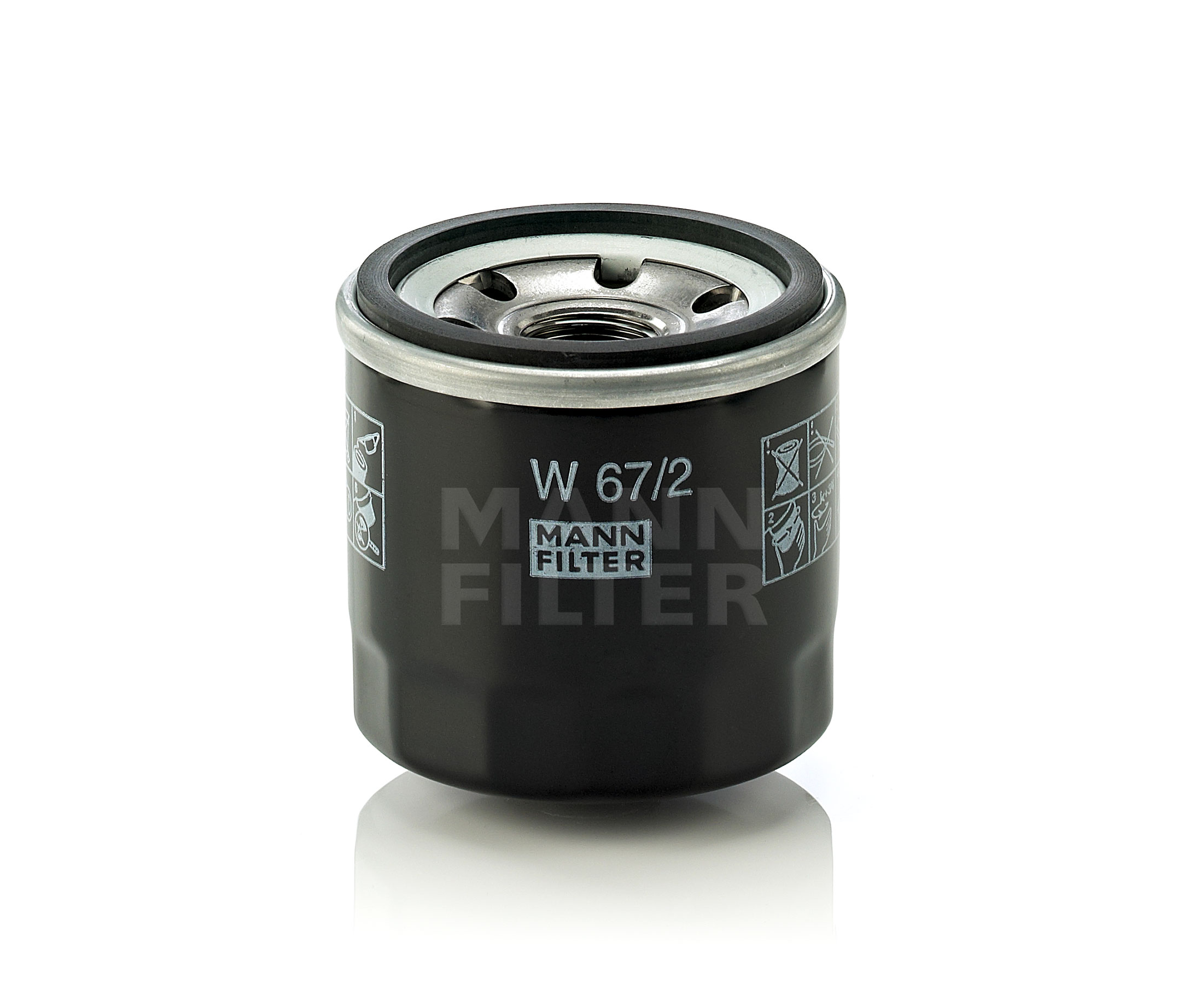 Side view of MANN-FILTER W 67/2 Oil filter Spin-on Filter, with one anti-return valve