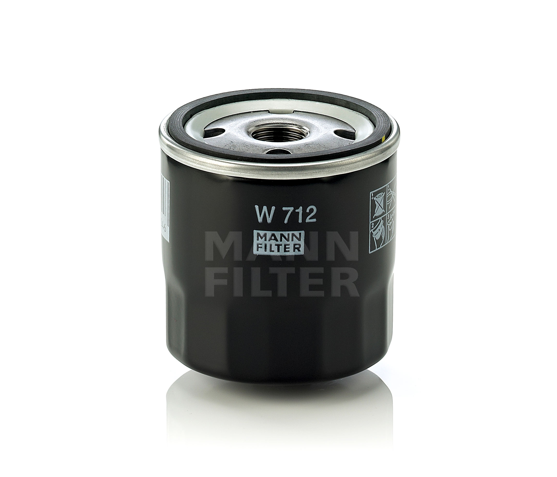 Side view of MANN-FILTER W 712 Oil filter Spin-on Filter