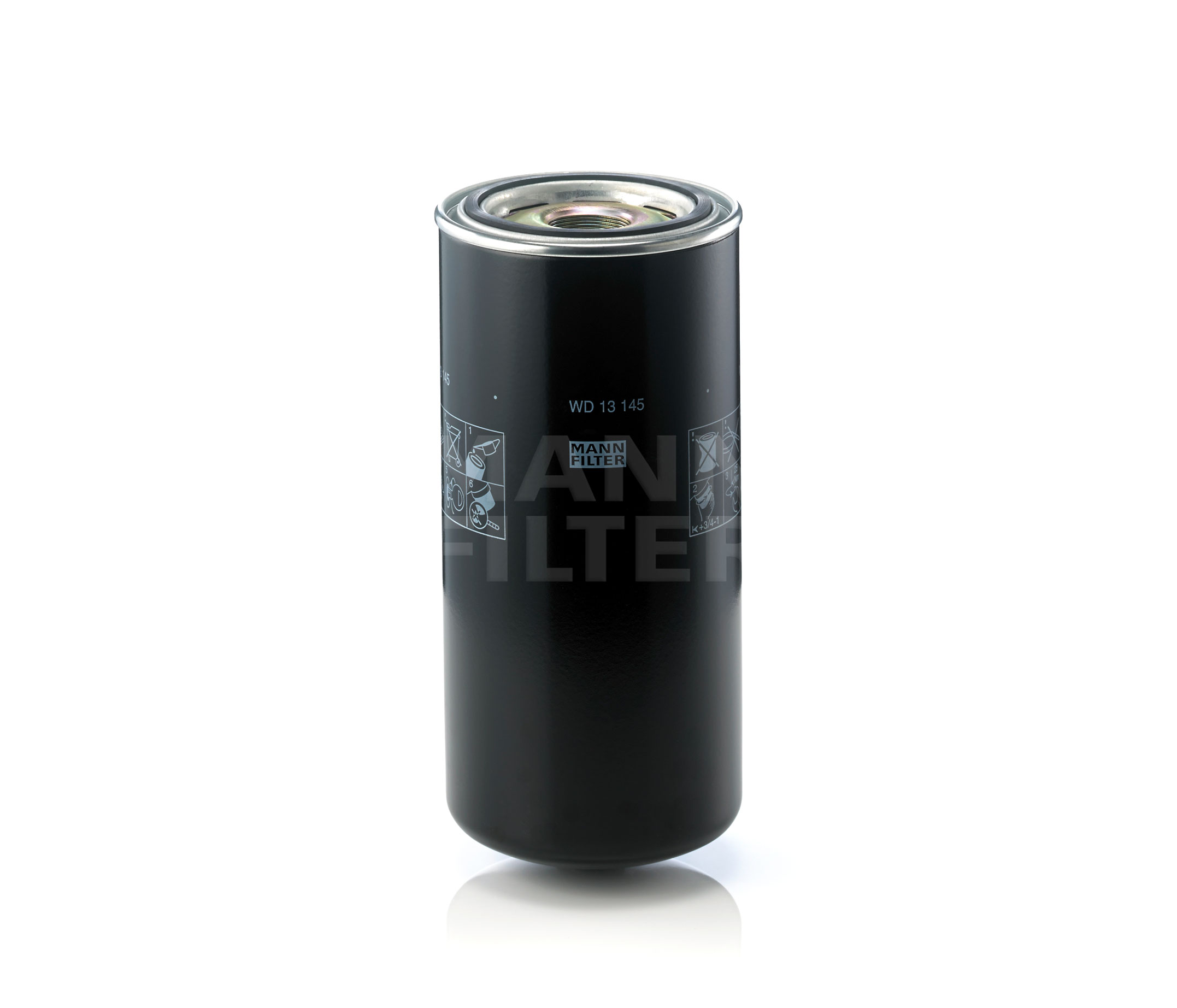 Side view of MANN-FILTER WD 13 145 Oil filter for high pressure levels