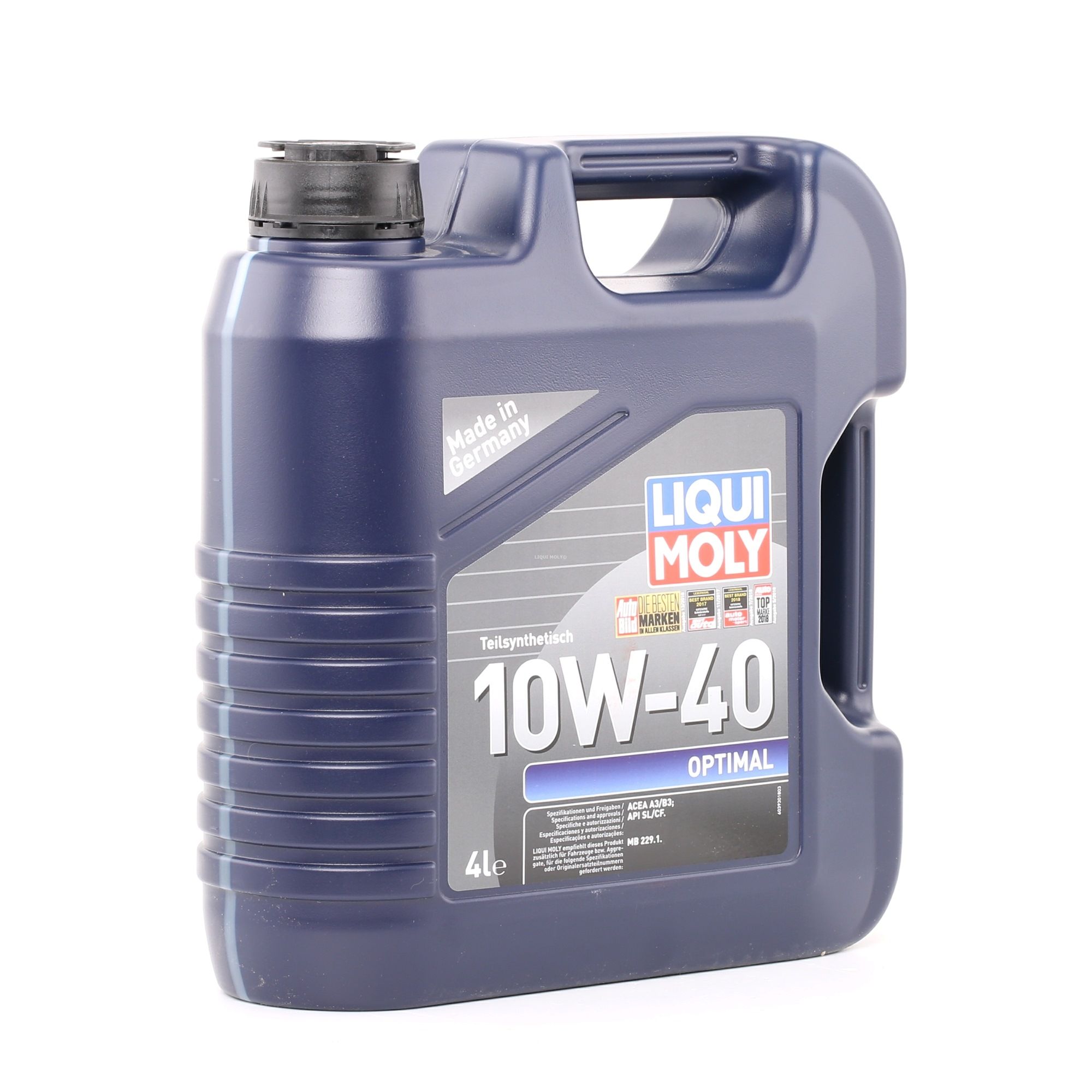Side view of LIQUI MOLY 3930 Engine oil 10W-40, Capacity: 4l, Part Synthetic Oil