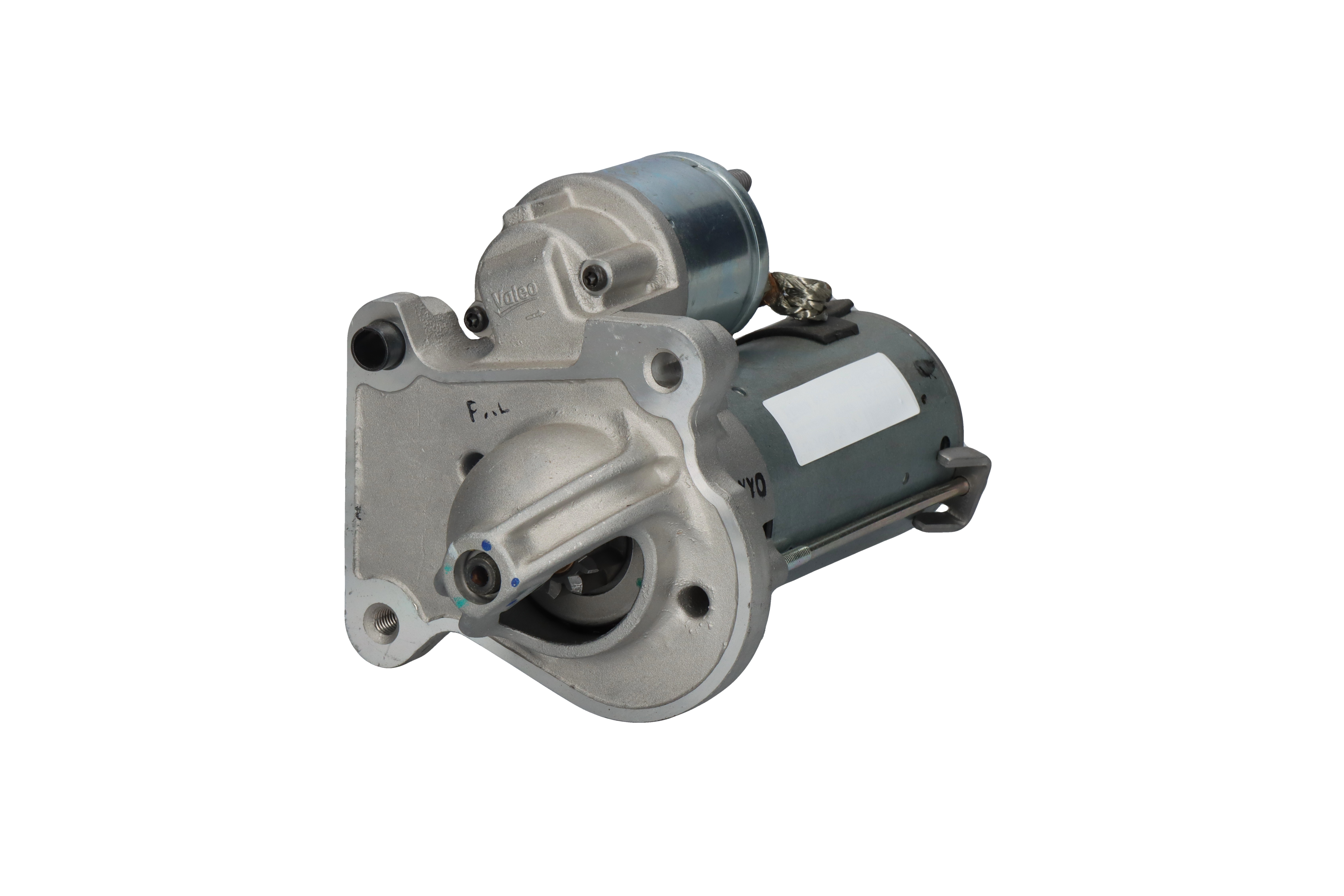 Side view of VALEO 446503 Starter motor VALEO ORIGINS NEW OE TECHNOLOGY Starter Output: 1,4kW, Voltage: 12V, Number of Teeth: 10