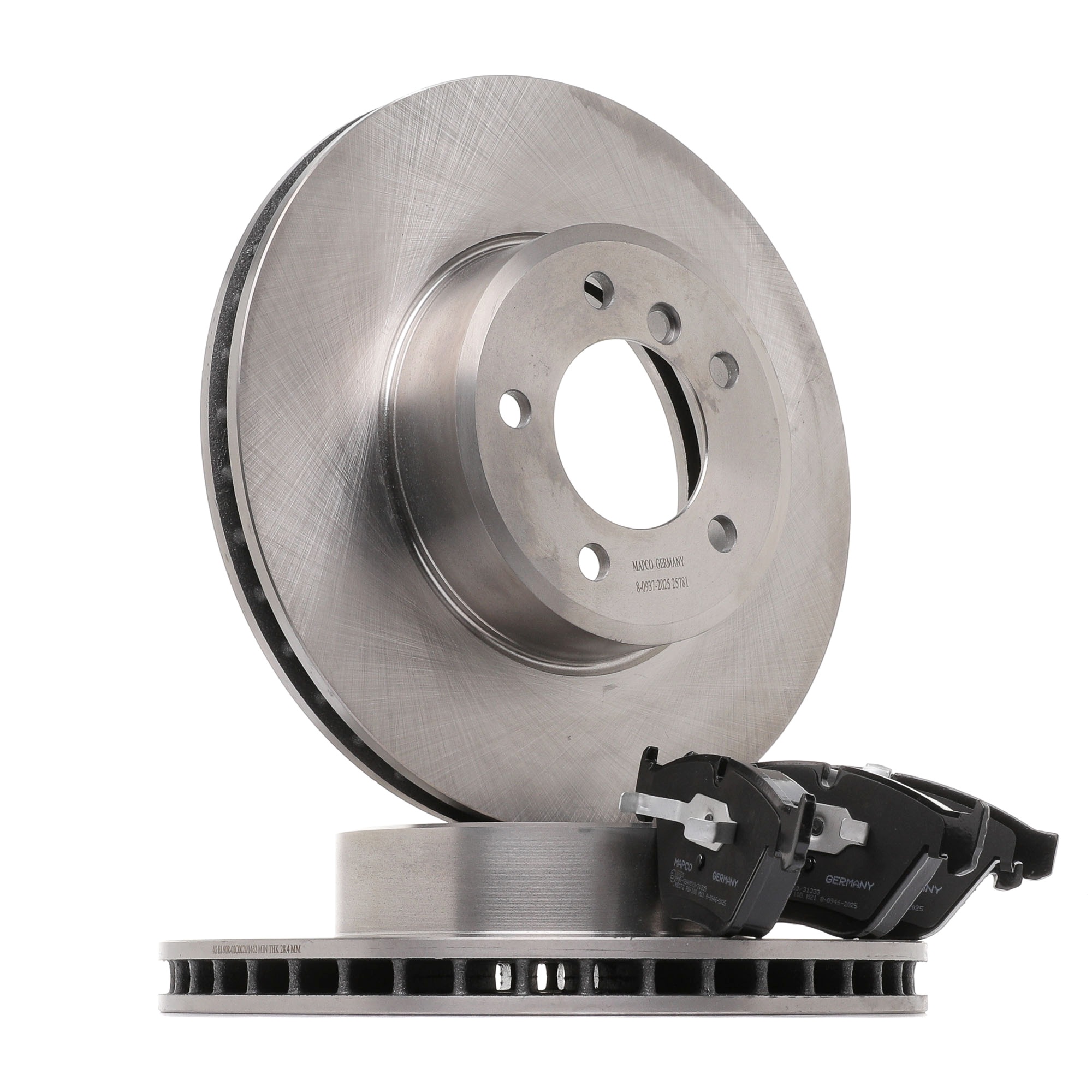 MAPCO 47781 Brake disc and pads set Vented, prepared for wear warning indicator, with anti-squeak plate-image-9791470